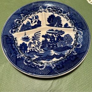 Vintage Blue Willow Divided Plate 10” Made in Japan Transferware Resturantware
